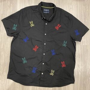 Psycho Bunny Men's Black Shirt with Multicolor Embroidery